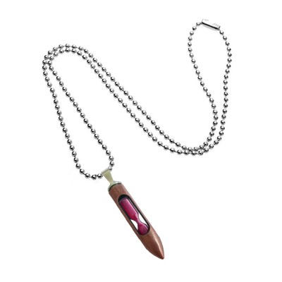 Bullet Glass Pink Sand Timer Pendant By Menjewell